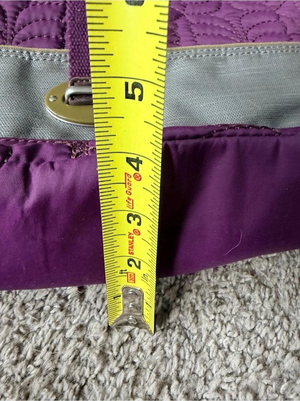 Fossil Quilted Purple Messenger Bag with Silver Accent
